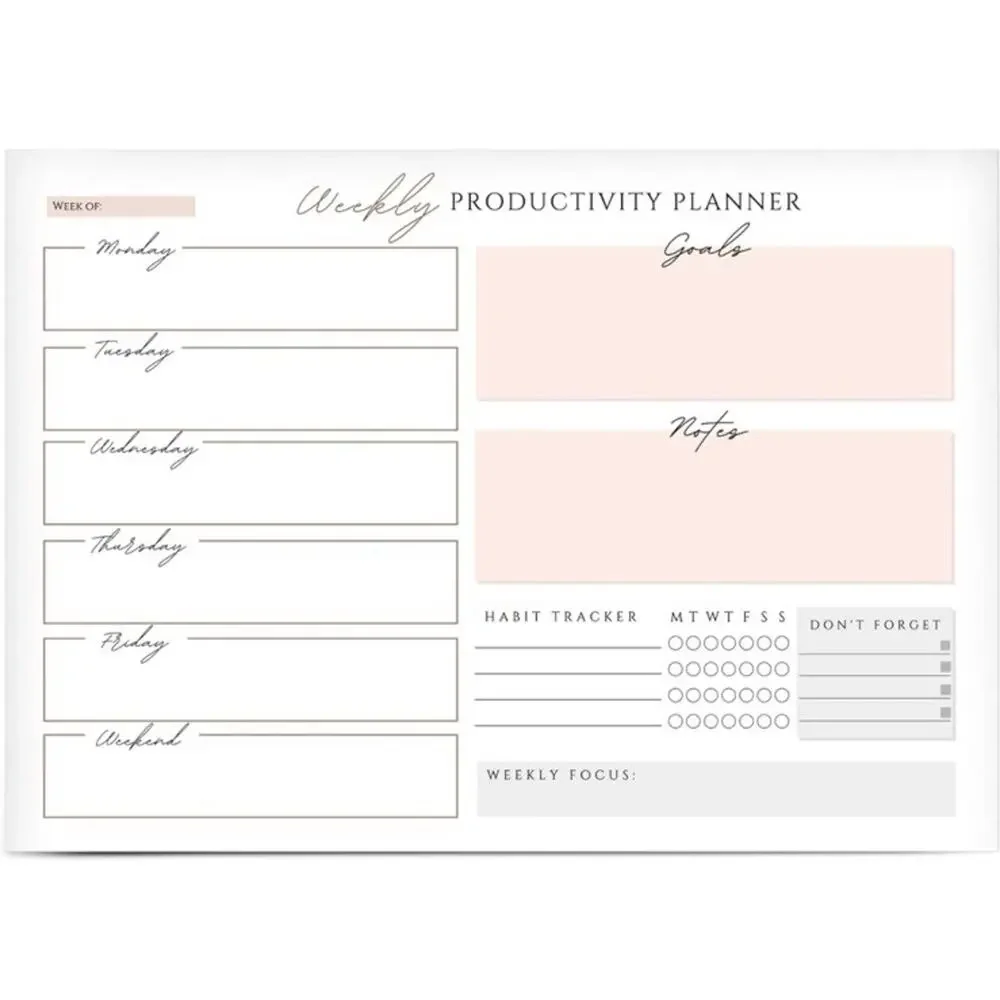 Anna Marie Weekly Planner Notepad - 52 Undated Tear-Off Sheets, Daily To Do List